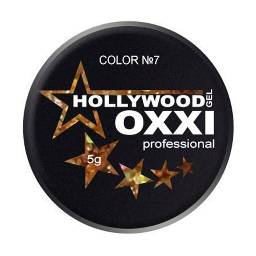 Глітерний гель для манікюру Oxxi Professional Hollywood 7 Золото з голографічним ефектом, 5 г
