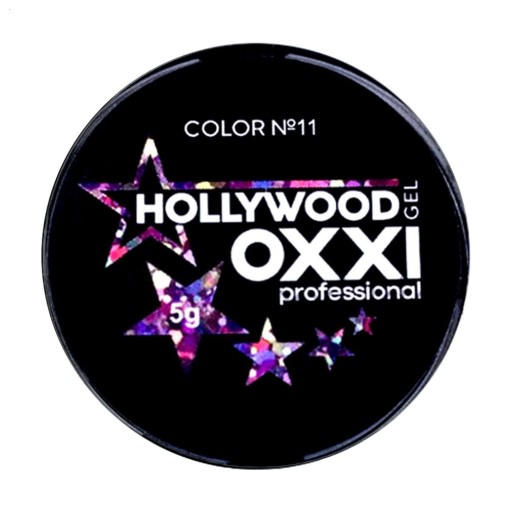 Глітерний гель для манікюру Oxxi Professional Hollywood 11 Рожева веселка з голографічним ефектом, 5 г