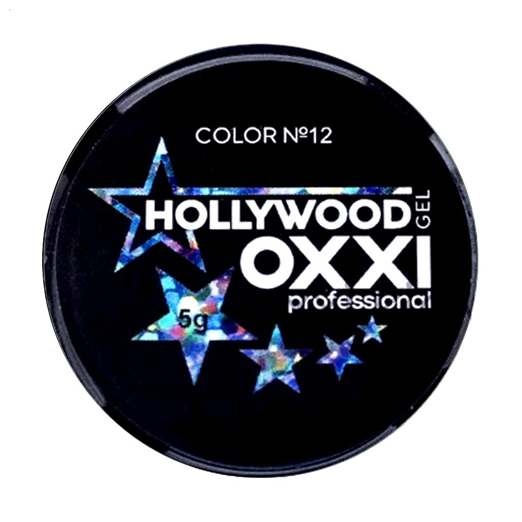 Глітерний гель для манікюру Oxxi Professional Hollywood 12 Синьо-блакитна веселка з голографічним ефектом, 5 г